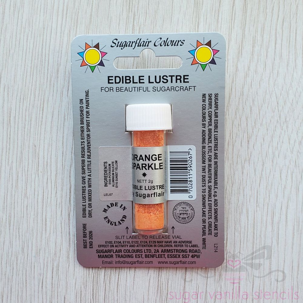 Edible Lustre Dust - ORANGE SPARKLE - Sugarflair