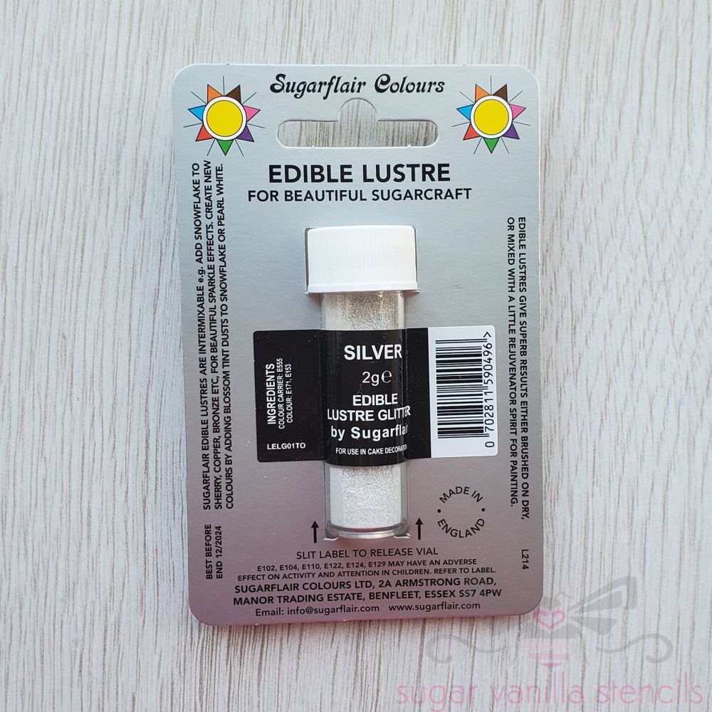Edible Lustre Glitter - SILVER - Sugarflair