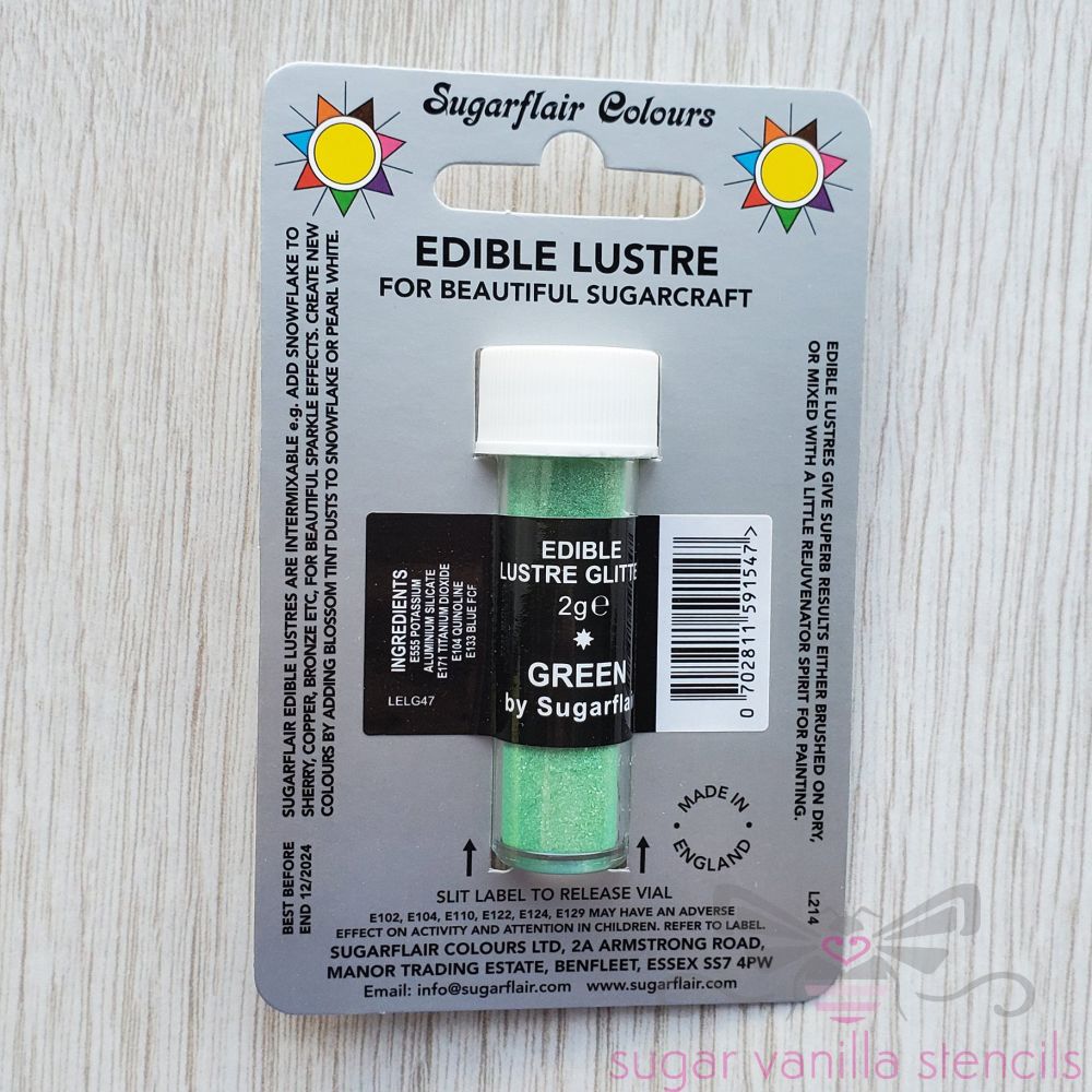 Edible Lustre Glitter - GREEN - Sugarflair