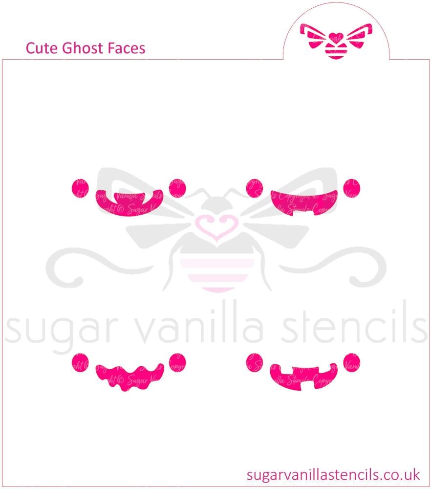 Cute Ghost Faces Cookie / Oreo / Macaron Stencil