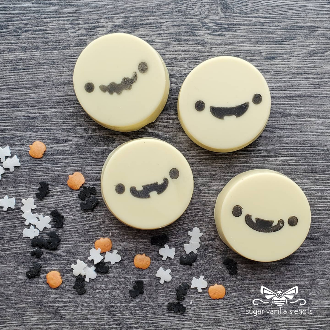 Cute Ghost Faces Cookie / Oreo / Macaron Stencil