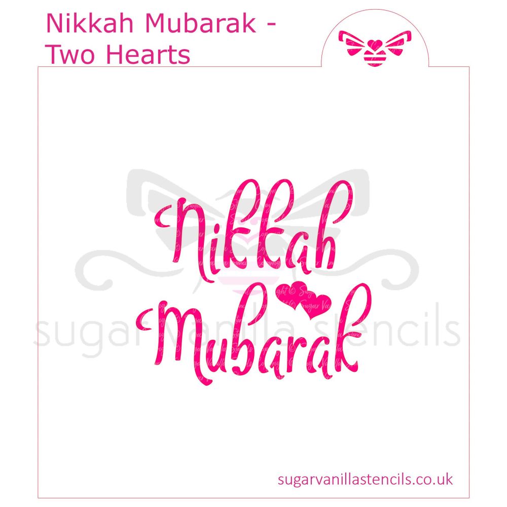 Nikkah Mubarak Cookie Stencil (with Hearts)