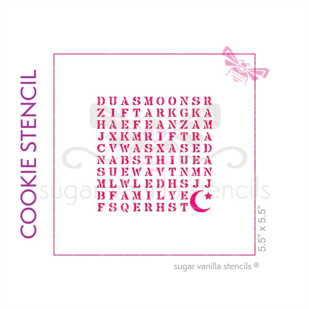 Eid Wordsearch Cookie Stencil - Crescent