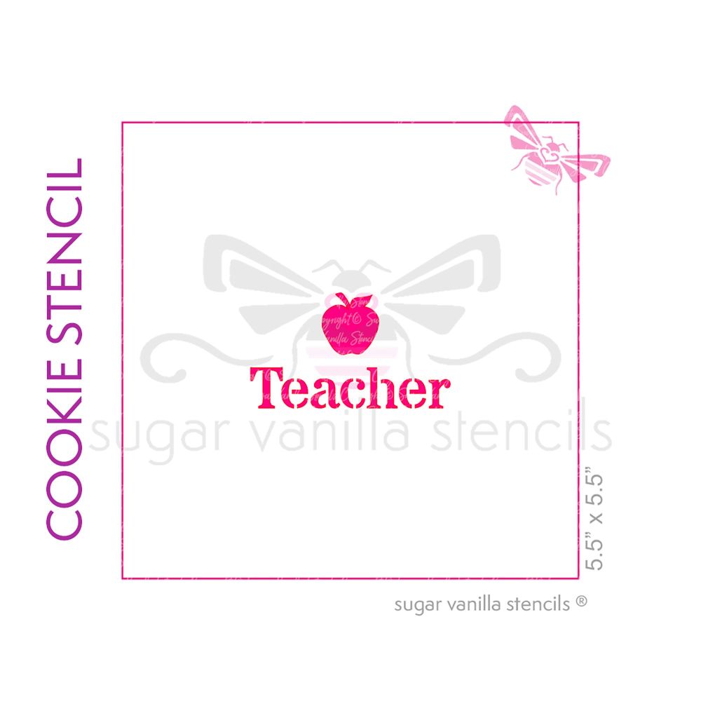 Teacher Cookie Stencil (with applel)