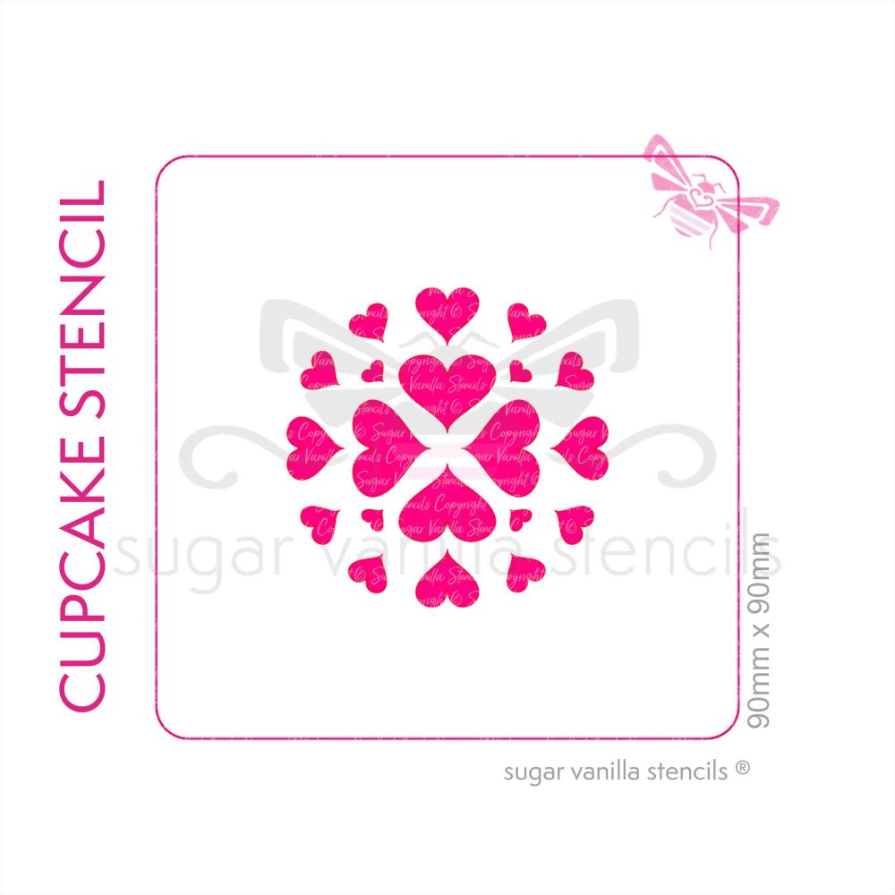 Hearts Circle - Solid - Cupcake Stencil