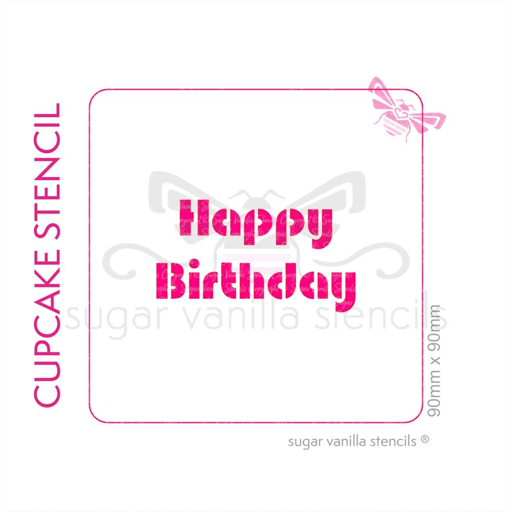Happy Birthday Cupcake Stencil (Plain)