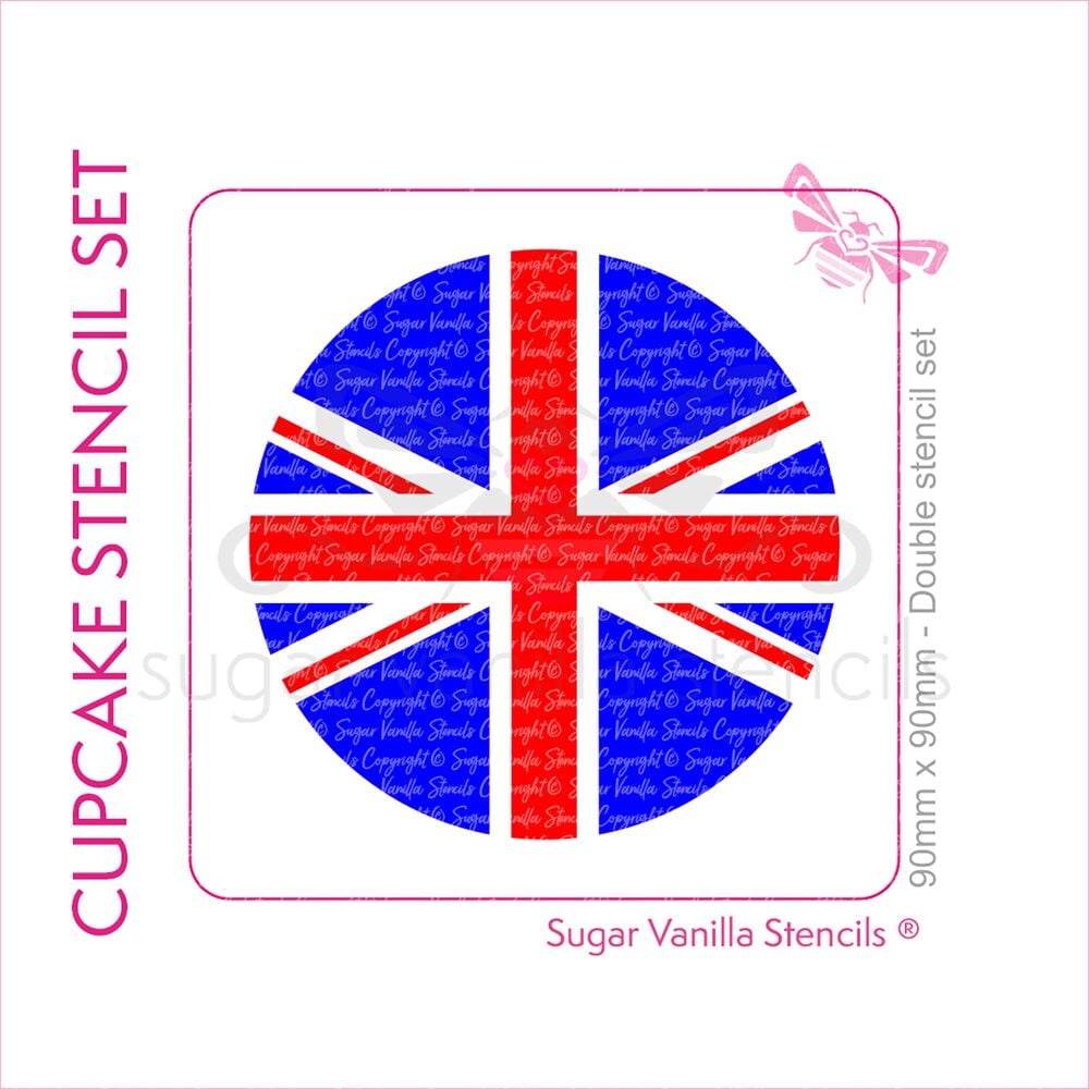 Union Jack Double Cupcake Stencil Set