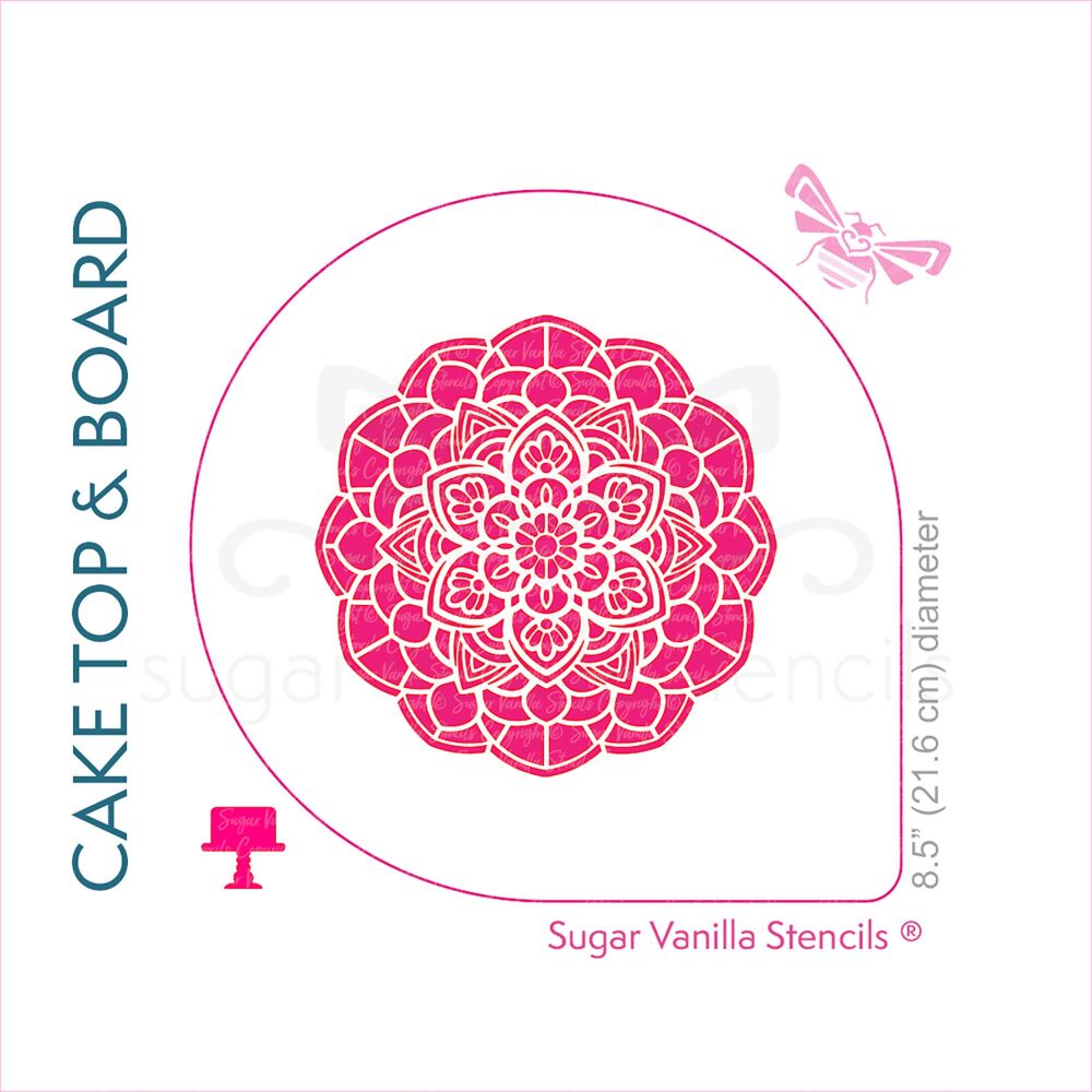 Mandala Flower Cupcake Board Stencil (5.5" design)