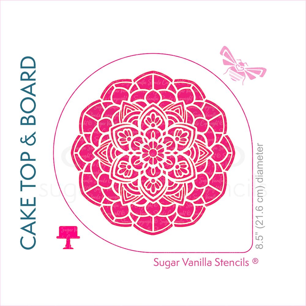 Mandala Flower Cake Top Stencil (7" design)