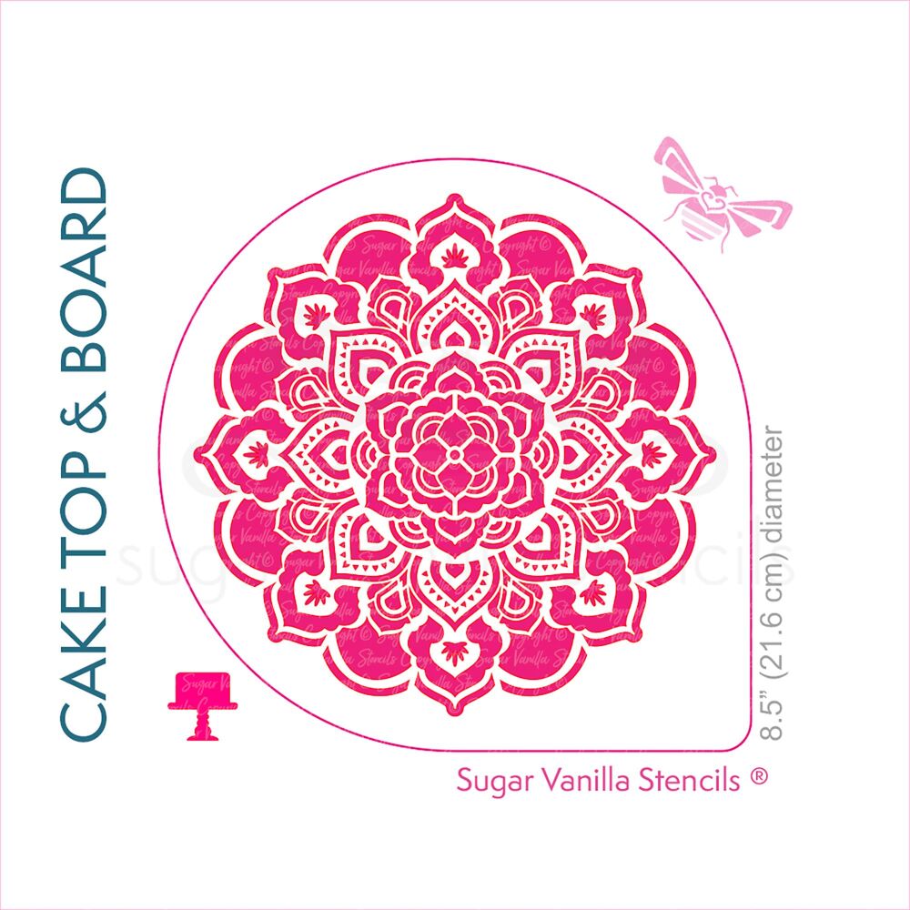 Mandala Rosette Cake Top Stencil (7.5" design)