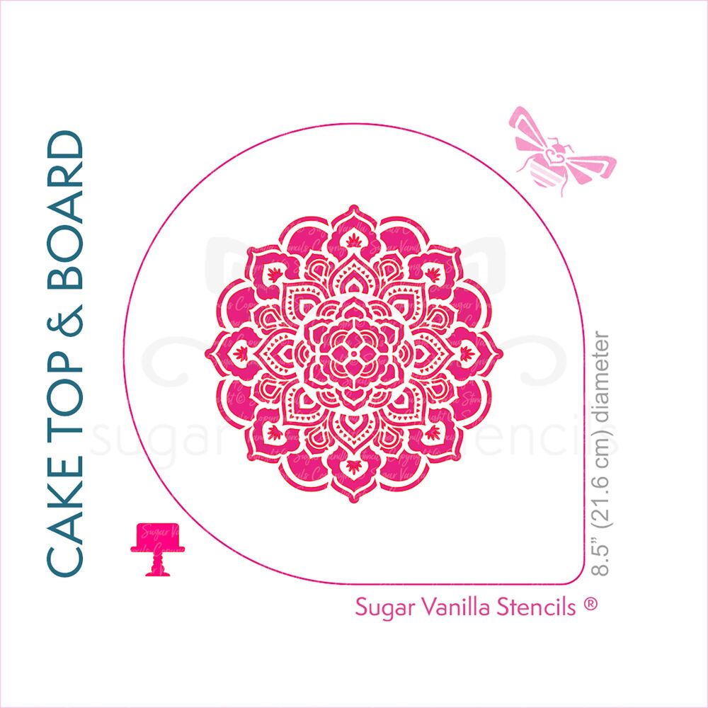Mandala Rosette Cupcake Board Stencil (5.5" design)