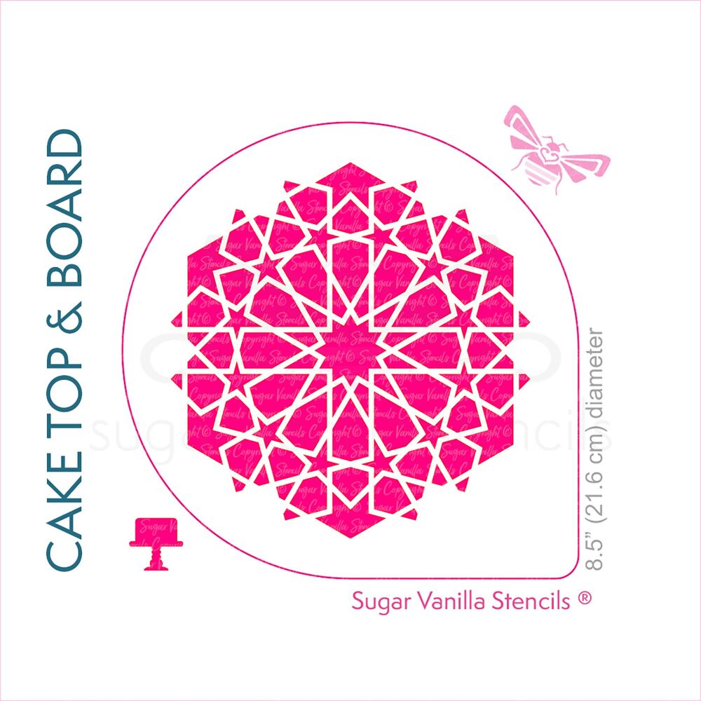 Arabic 12 Star Pattern Cake Top Stencil (7" design)