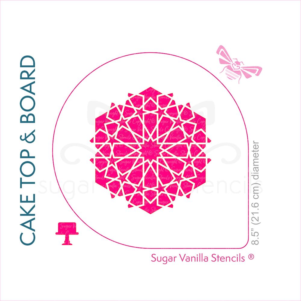 Arabic 12 Star Pattern Cupcake Board Stencil (5.5" design)