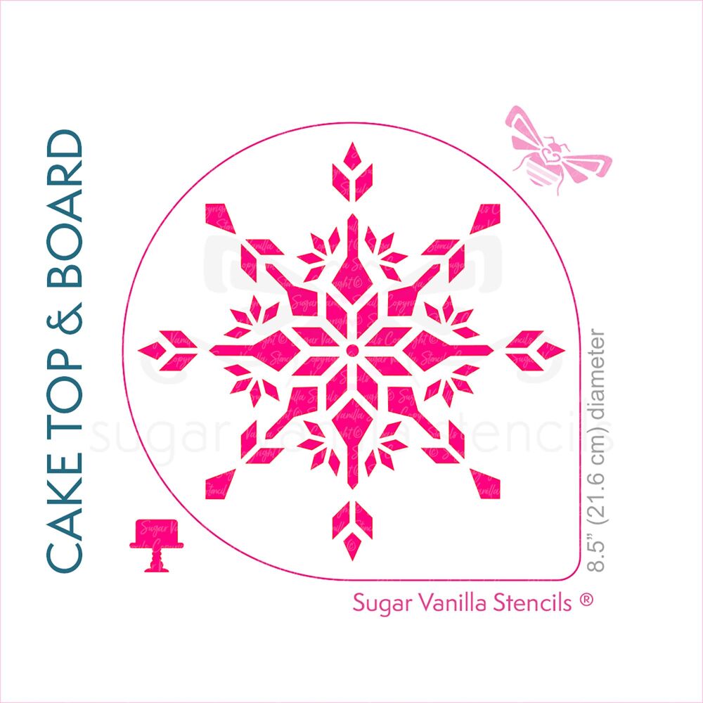 Snowflake - Crystal -  Cake Top Stencil (8