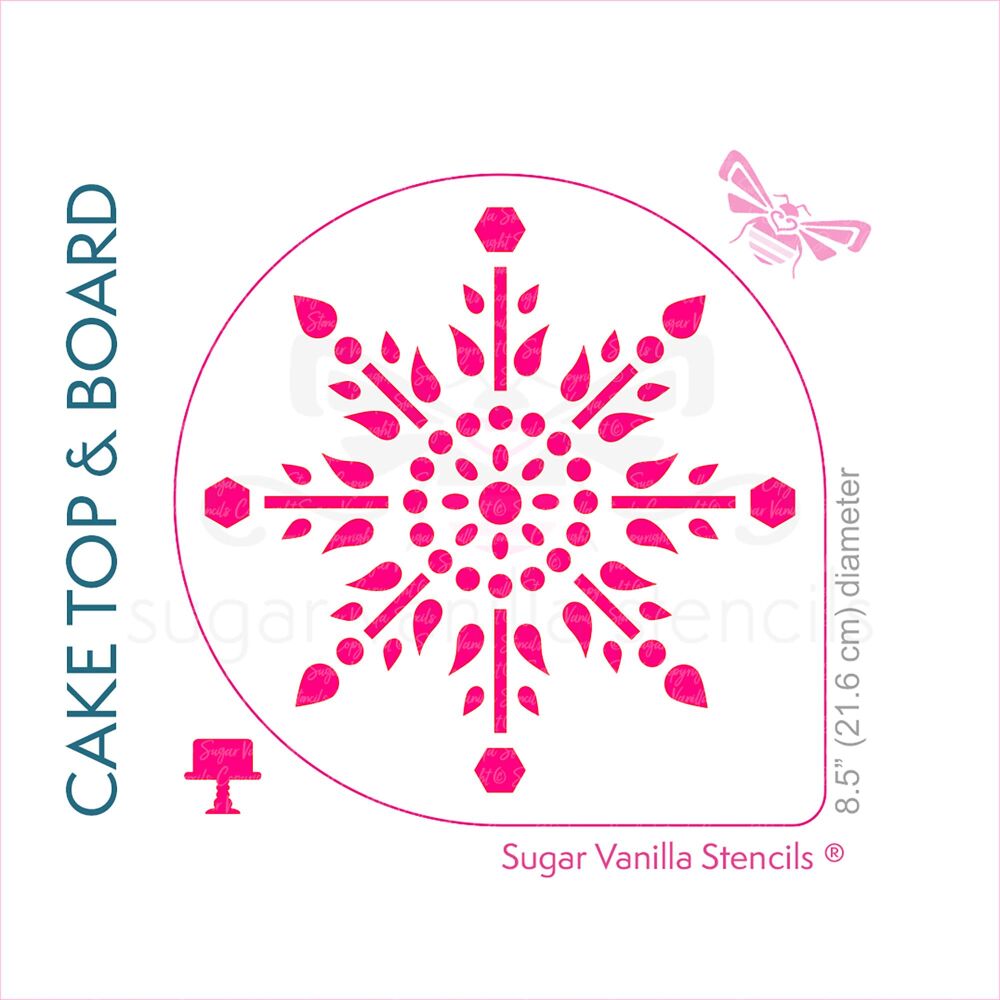 Snowflake - Jewel - Cake Top Stencil (8" large)