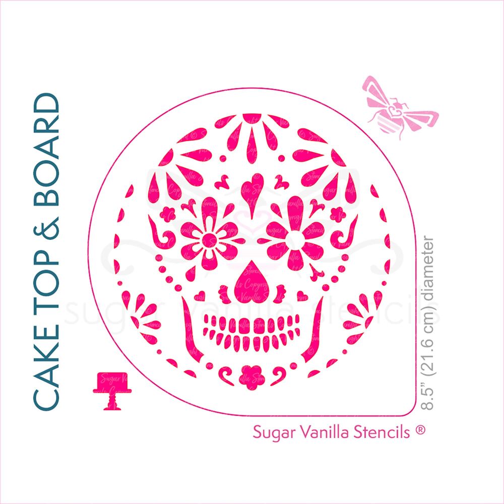 Sugar Skull Cake Top Stencil (8" large)