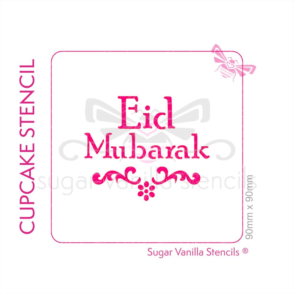 Eid Mubarak Cupcake Stencil (Scroll)