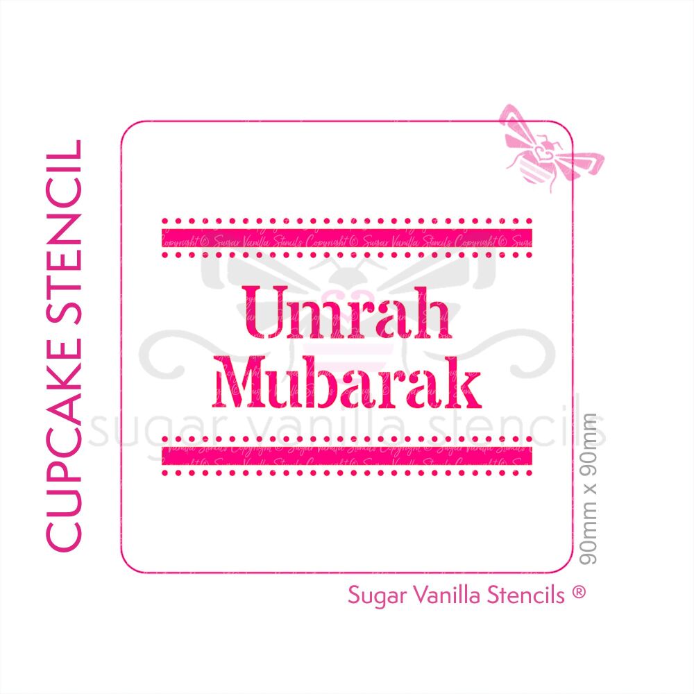 Umrah Mubarak Cupcake Stencil (Lines)