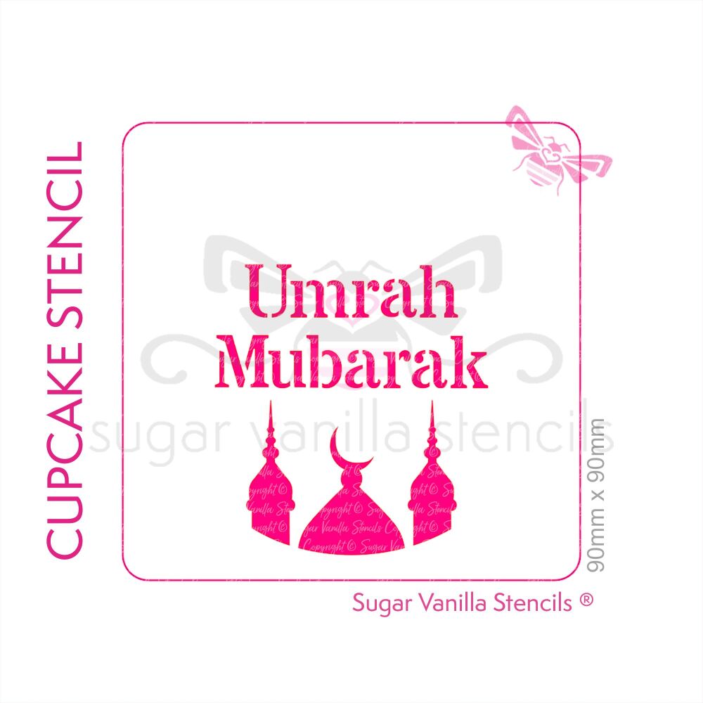 Umrah Mubarak Cupcake Stencil (Mosque)