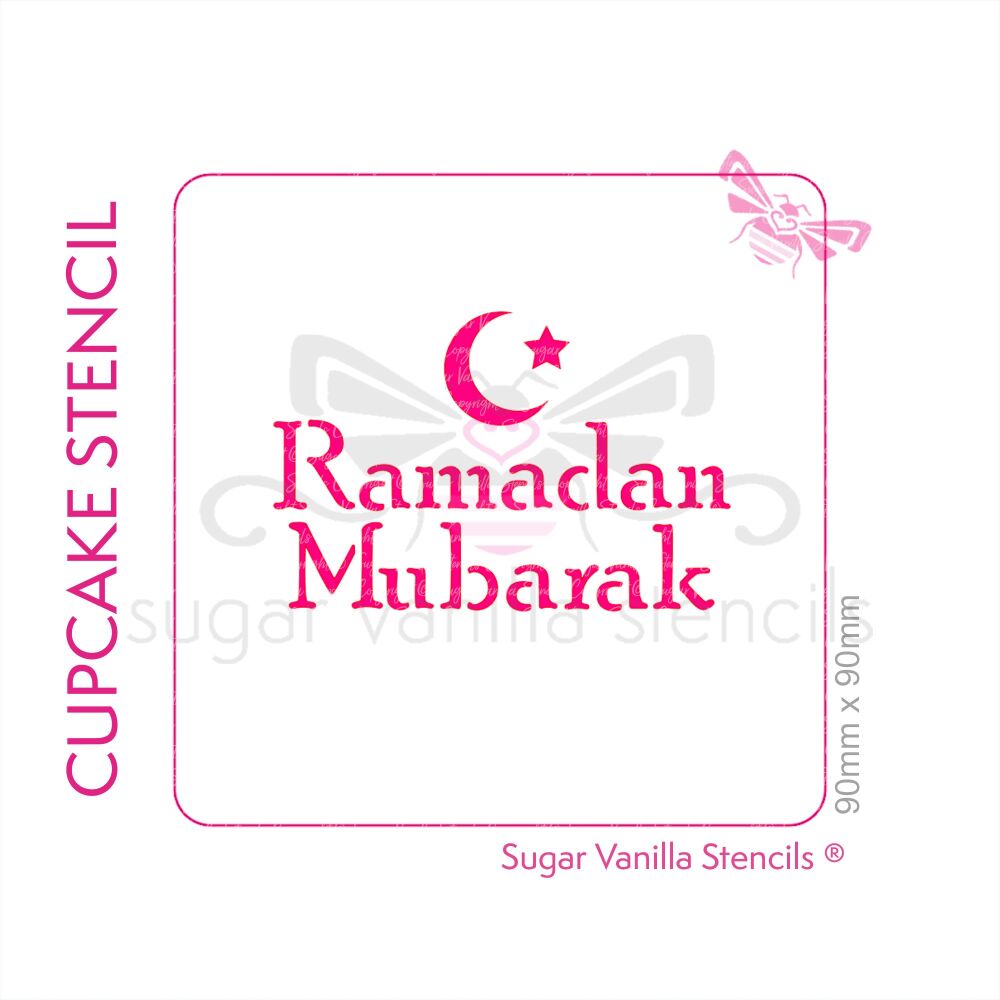 Ramadan Mubarak Cupcake Stencil (Crescent)