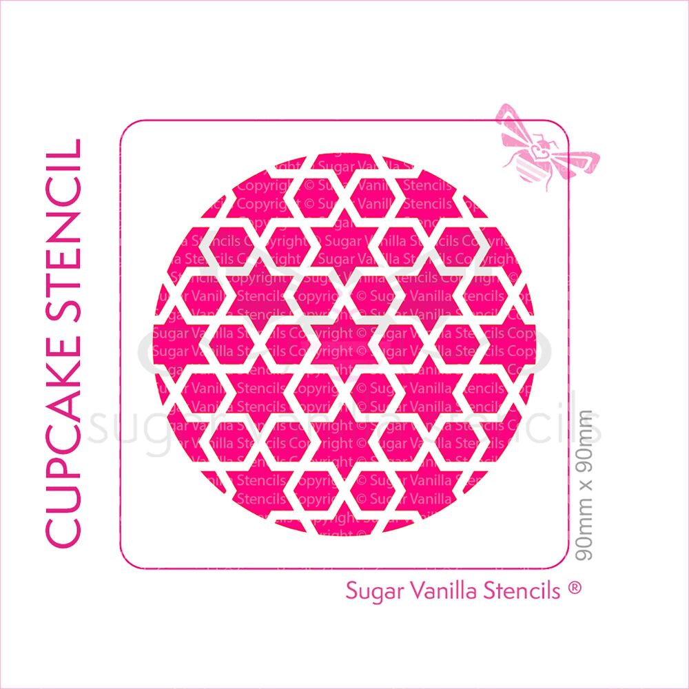 Arabic Geometric Cupcake Stencil (Star & Hexagon)