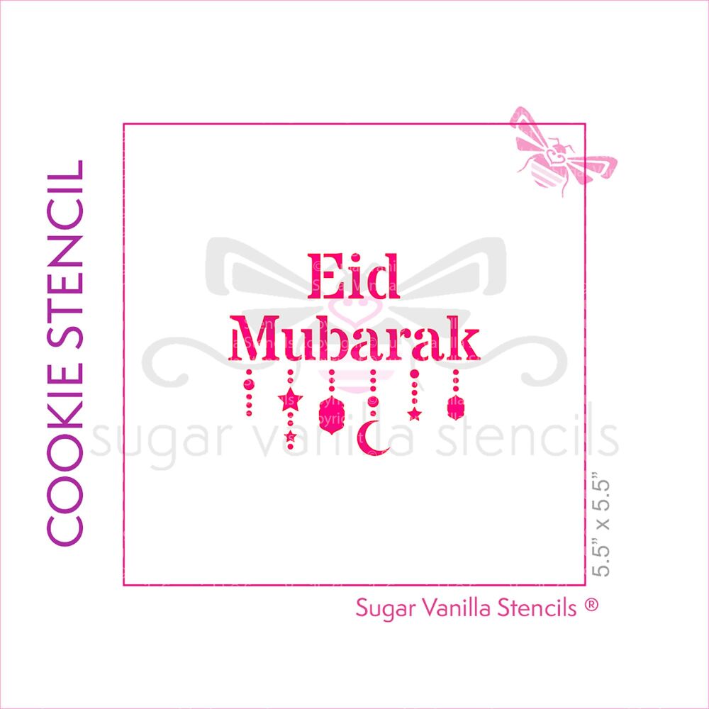 Eid Mubarak with Lanterns Cookie Stencil