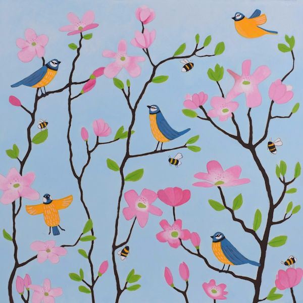 bluetits and blossoms