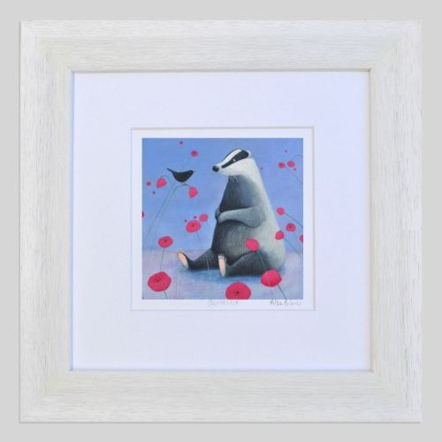 badger on blue framed for web