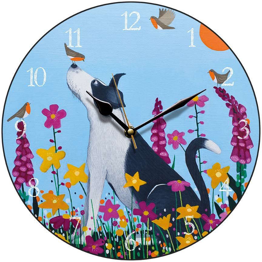 "Bestie to the Birdie" round collie dog clock