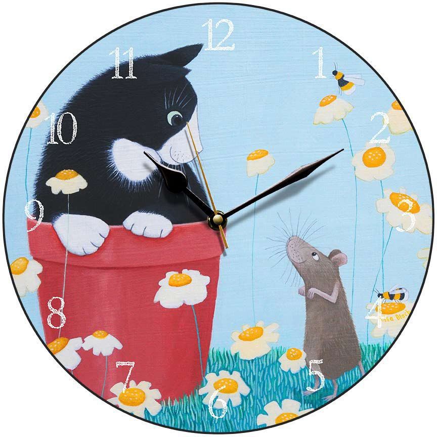 Cat and Mouse Round Clock