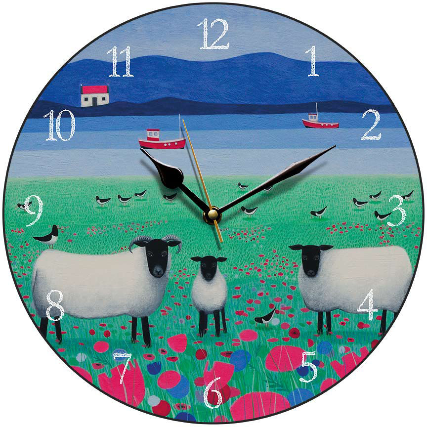 "Woollit Wanderers" Black faced sheep round clock