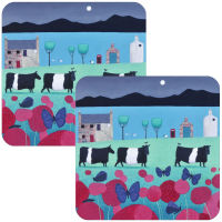 "Flutterbies and Belties" Set of 2 Belted Galloway Coasters