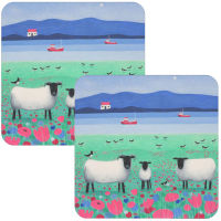 "Woollit Wanderers" Black Faced Sheep Set of 2 Coasters
