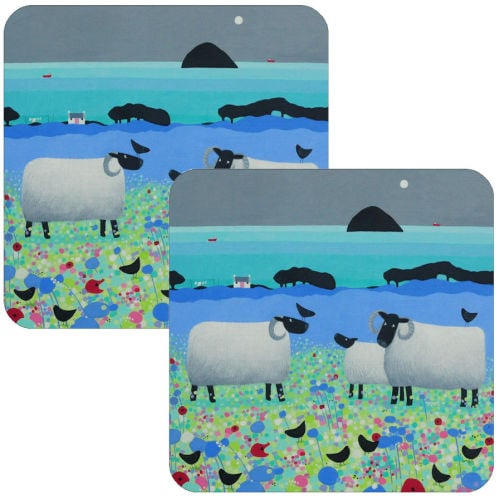 Fleecies in Flowers Black Faced Sheep Set of 2 Placemats