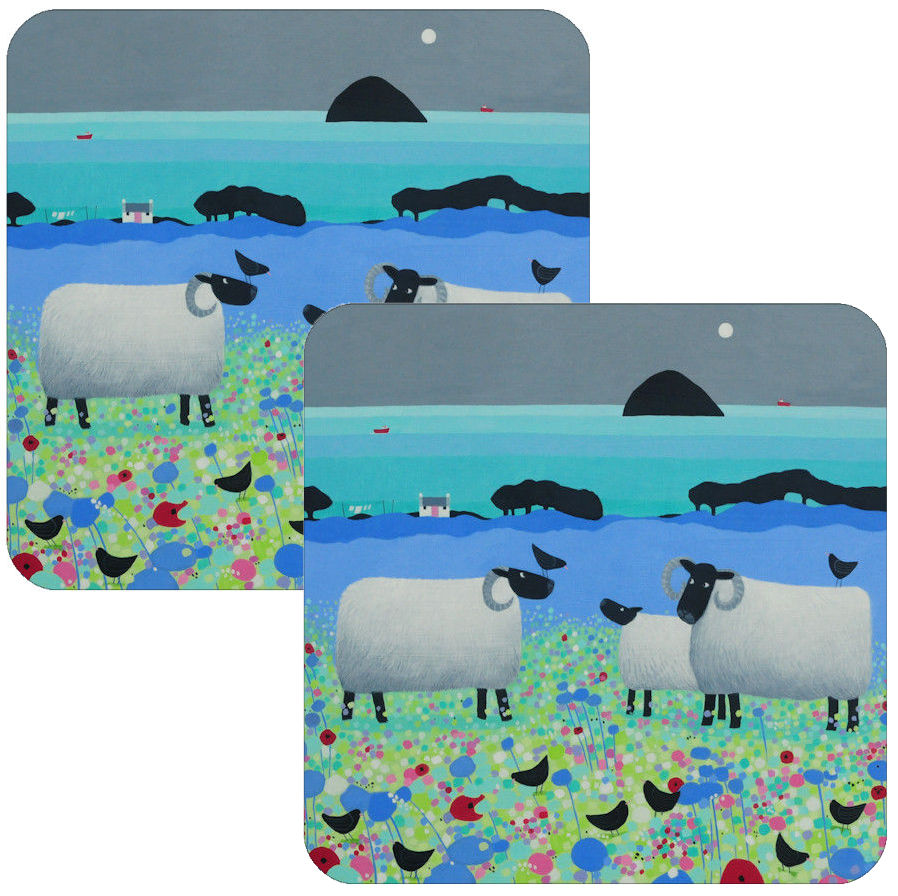 Fleecies in Flowers Black Faced Sheep Set of 2 Placemats