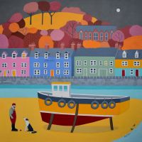 "Penny Dog" mini print of the village of Portree on Skye