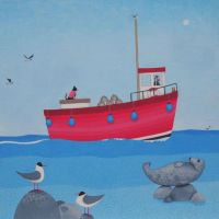 "Salty Seadogs" Large print with a fishing boat