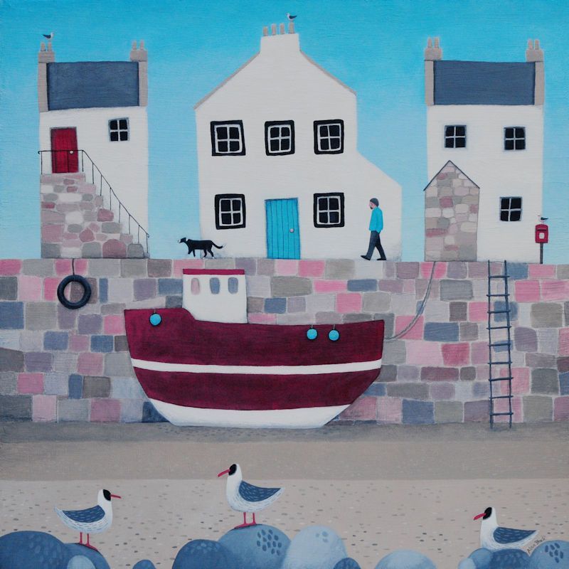 "Tide's Oot" Large coastal village giclee print