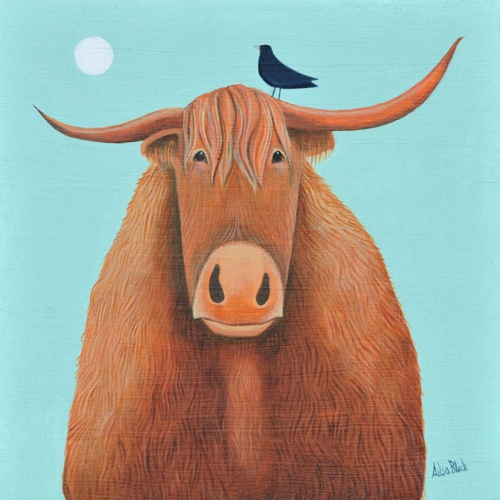 "Broon Coo" Highland Cow medium size art print