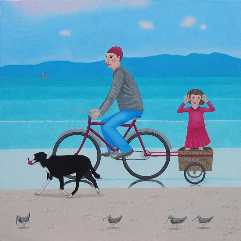 "Cycle of Life" Medium print of a man and girl cycling