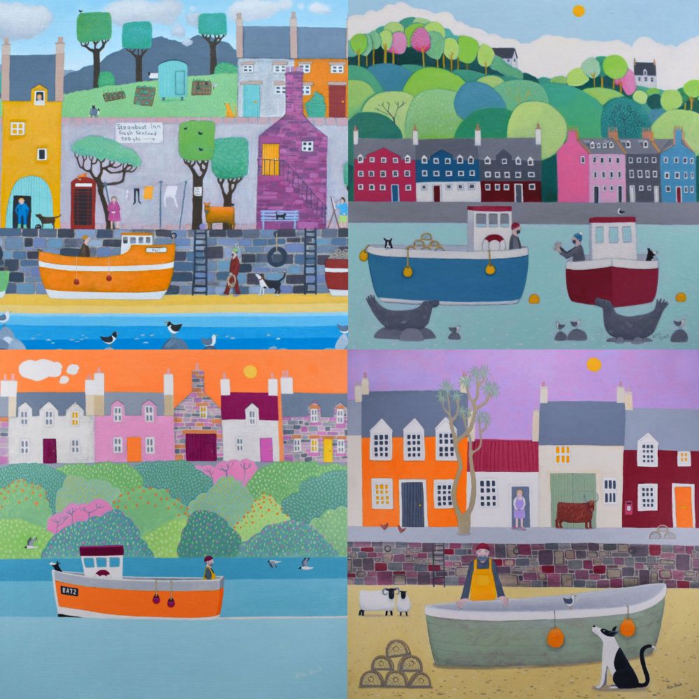 A Pack of 8 Colourful Coastal Cards