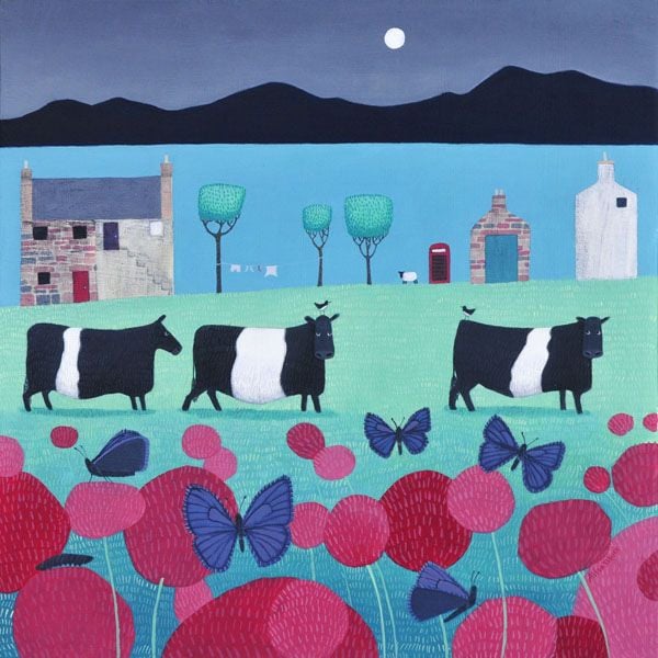 Belted Galloway Colourful Art Card