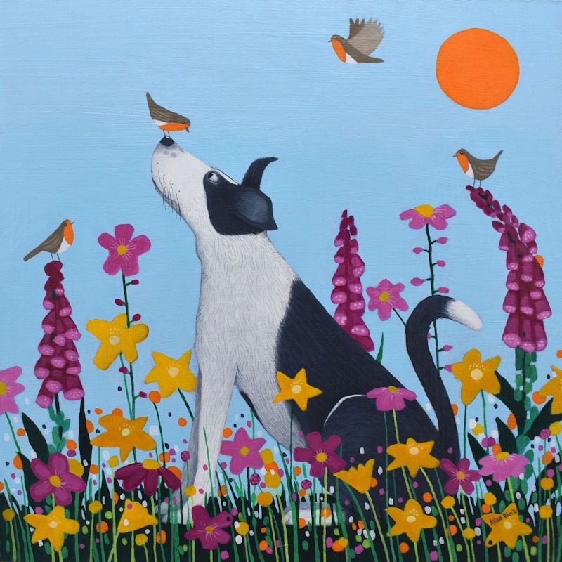 Collie Dog Colourful Blank Art Card