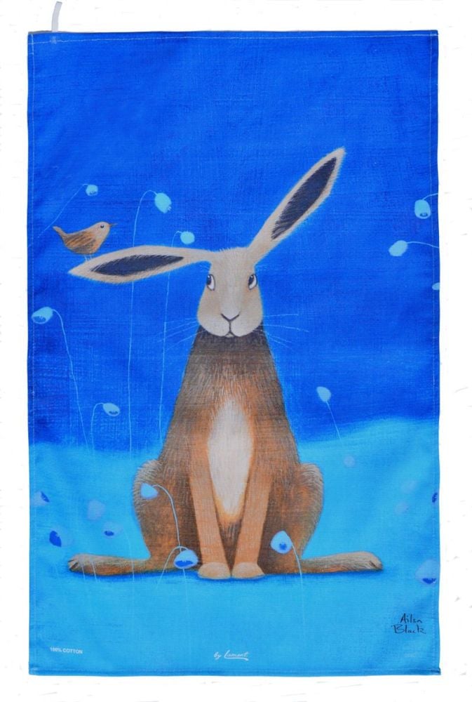 "Hare Bells" Hare Cotton Tea Towel