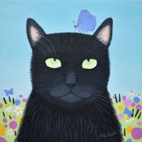 "Raven" Greetings card of a black cat