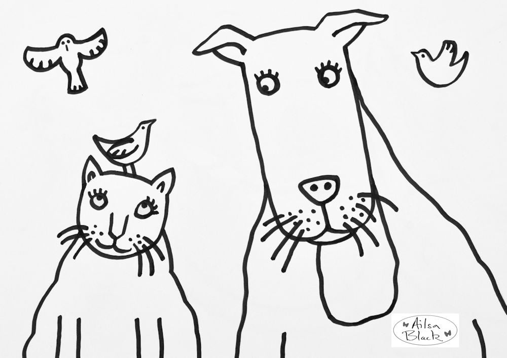 best friends free cat and dog colouring in download
