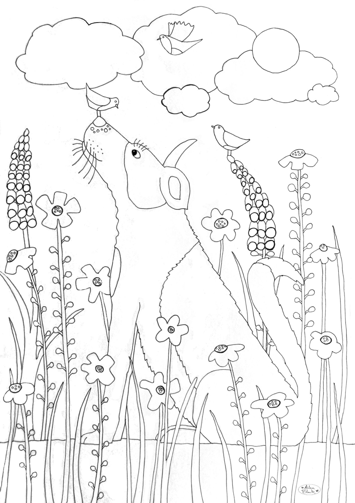 Free collie dog  for colouring in