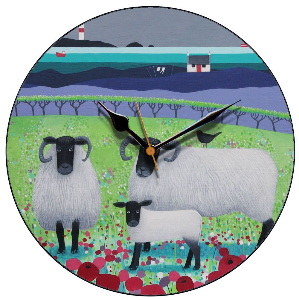 Black Faced Sheep Highland Clock