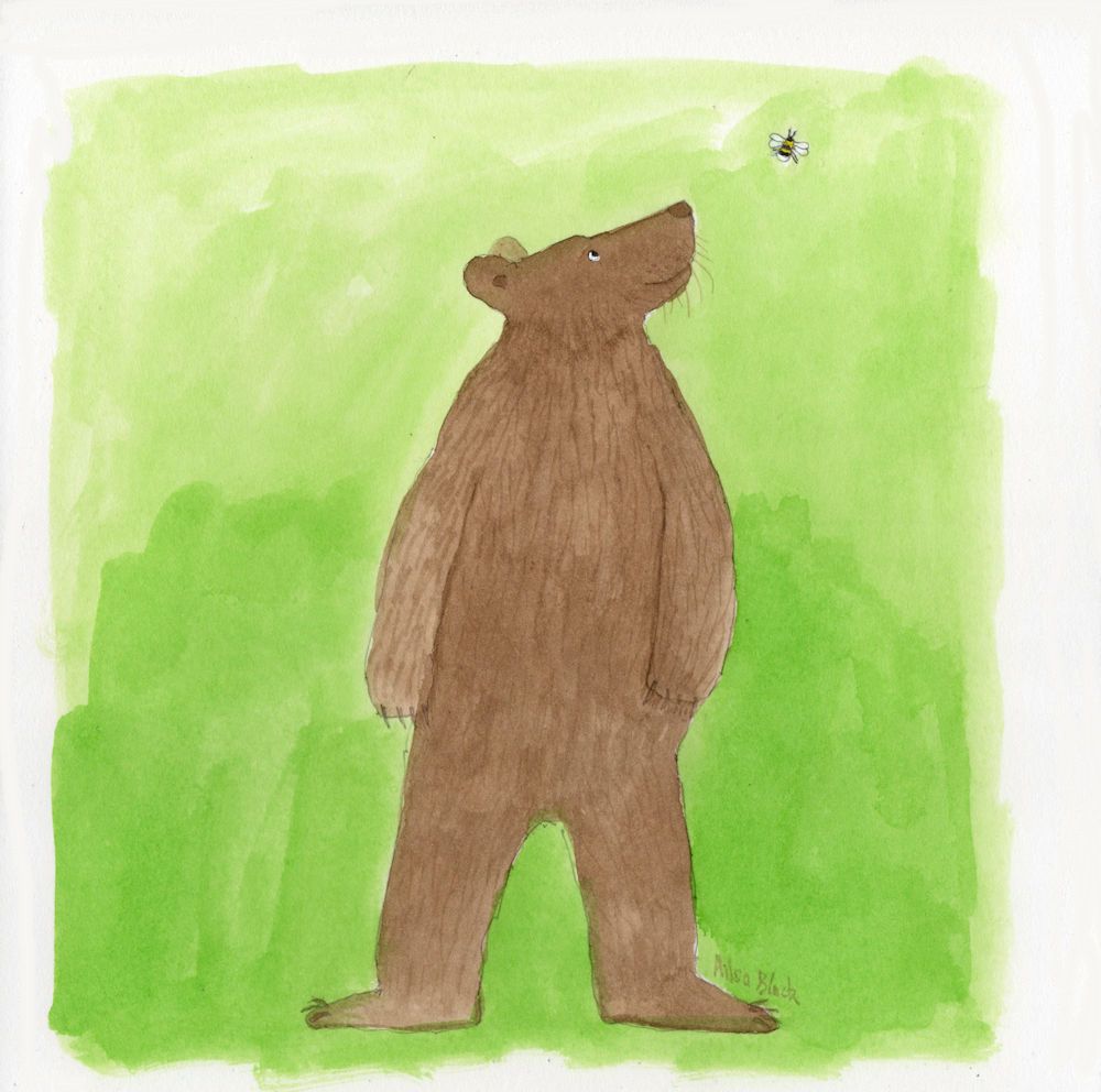 "Buzzing the Bear" Pencil and Ink Drawing