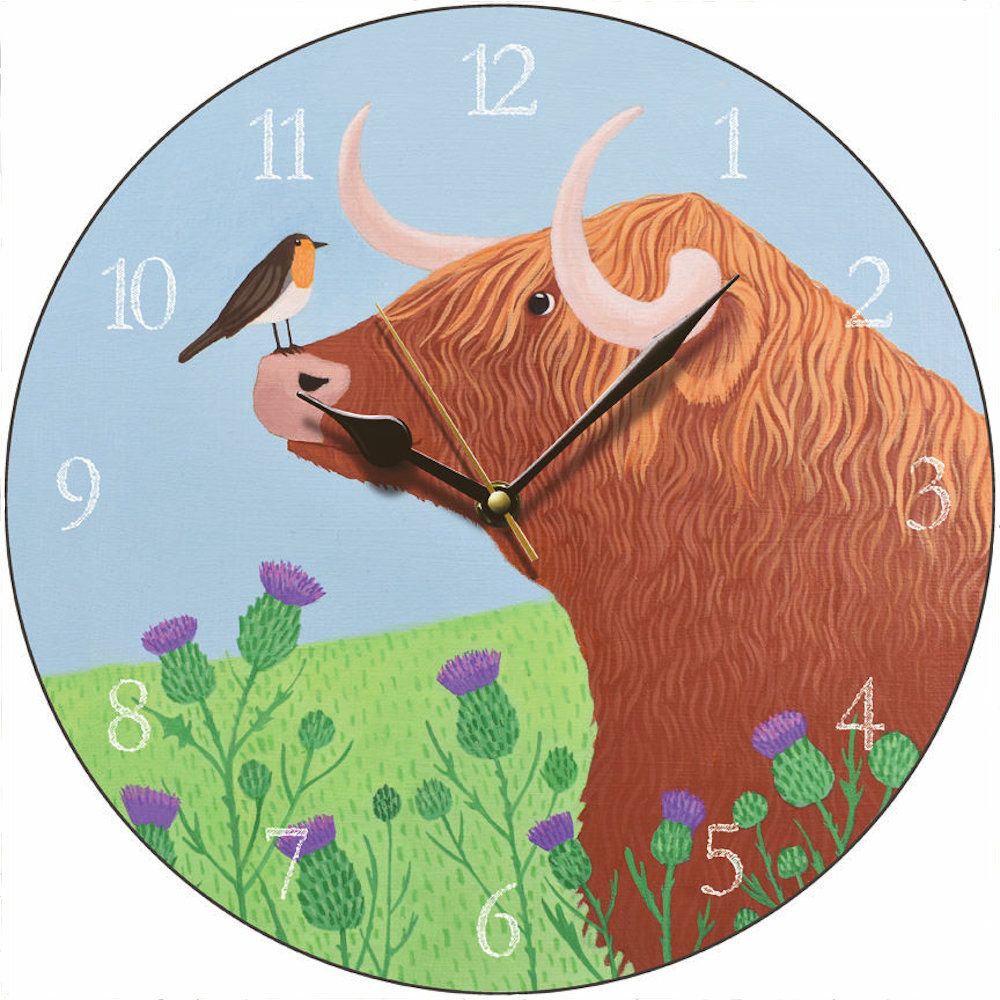 "Hairy Coo" Highland Cow Clock